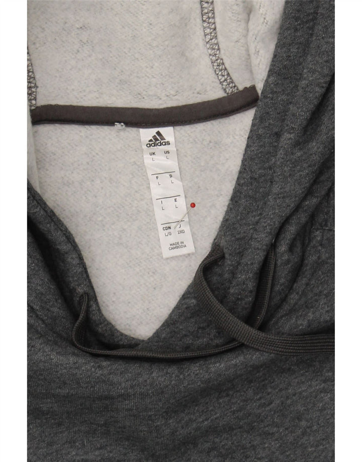 ADIDAS Mens Hoodie Jumper Large Grey Cotton Vintage Adidas and Second-Hand Adidas from Messina Hembry 