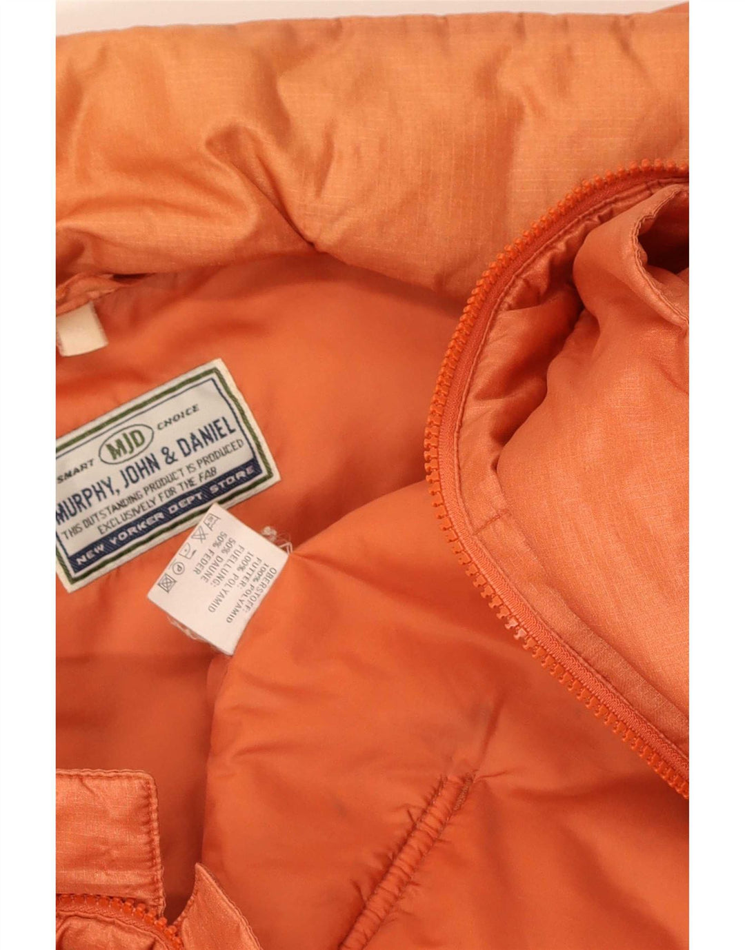 Vintage Herre Loose Fit Polstret Jakke UK 40 Stor Orange Polyamid