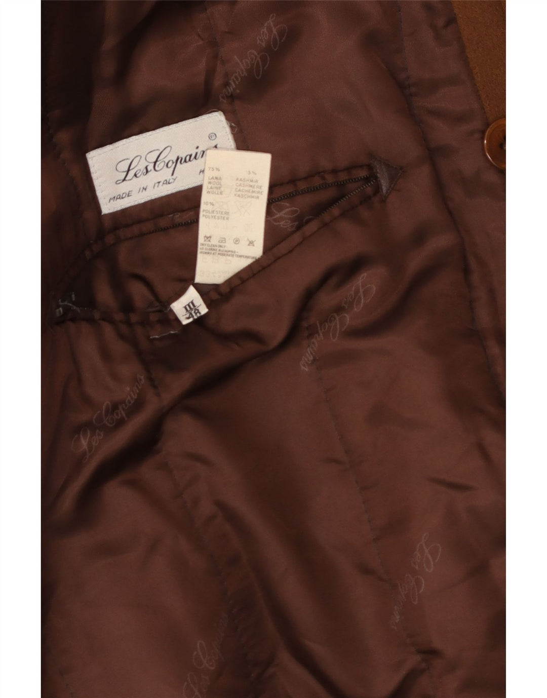 Les Copains Herre Dobbeltradet Frakke IT 48 Medium Brun Uld