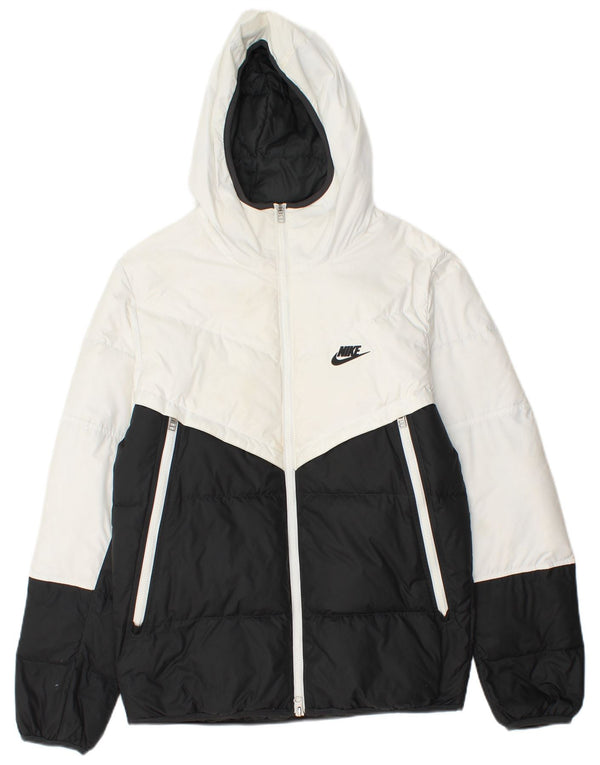 Nike Mens Hooded Padded Jacket UK 36 Small Black Colourblock Polyester