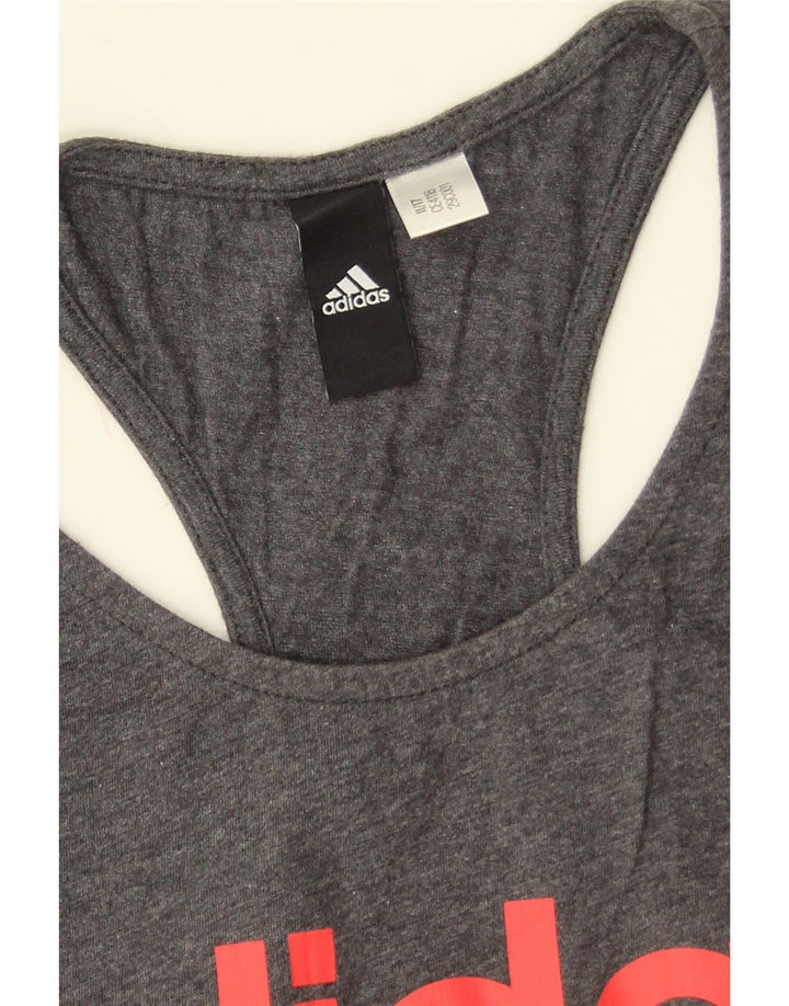 Adidas Dame Grafisk Vest Top UK 8 Small Grey Flecked