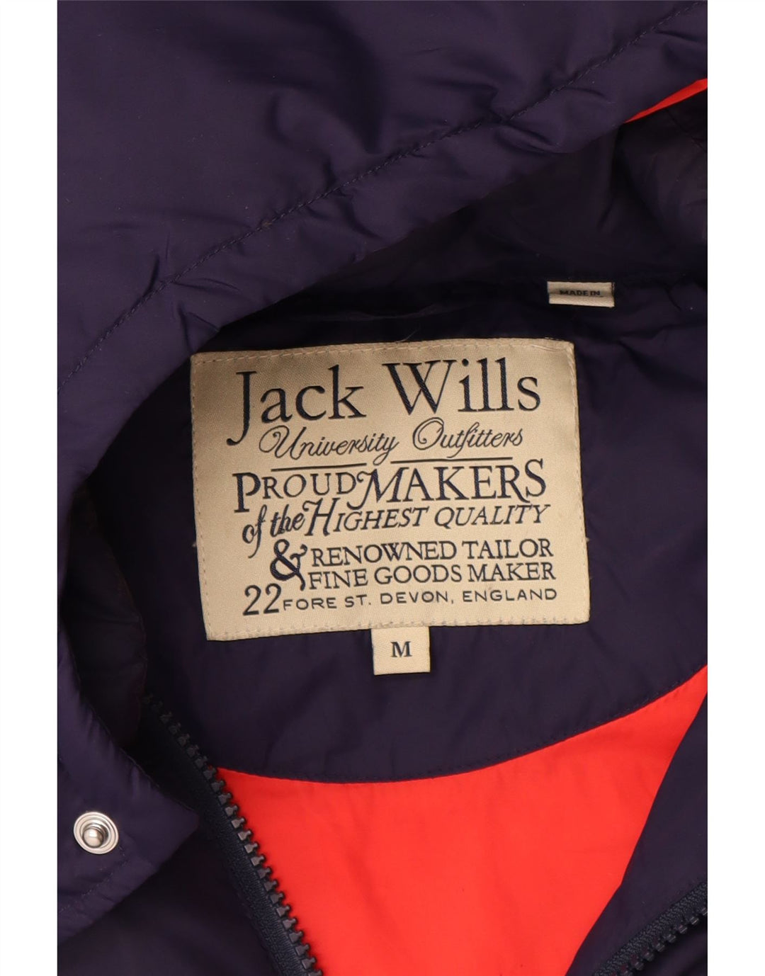 JACK WILLS Herre Hooded Padded Gilet UK 38 Medium Navy Blue Nylon