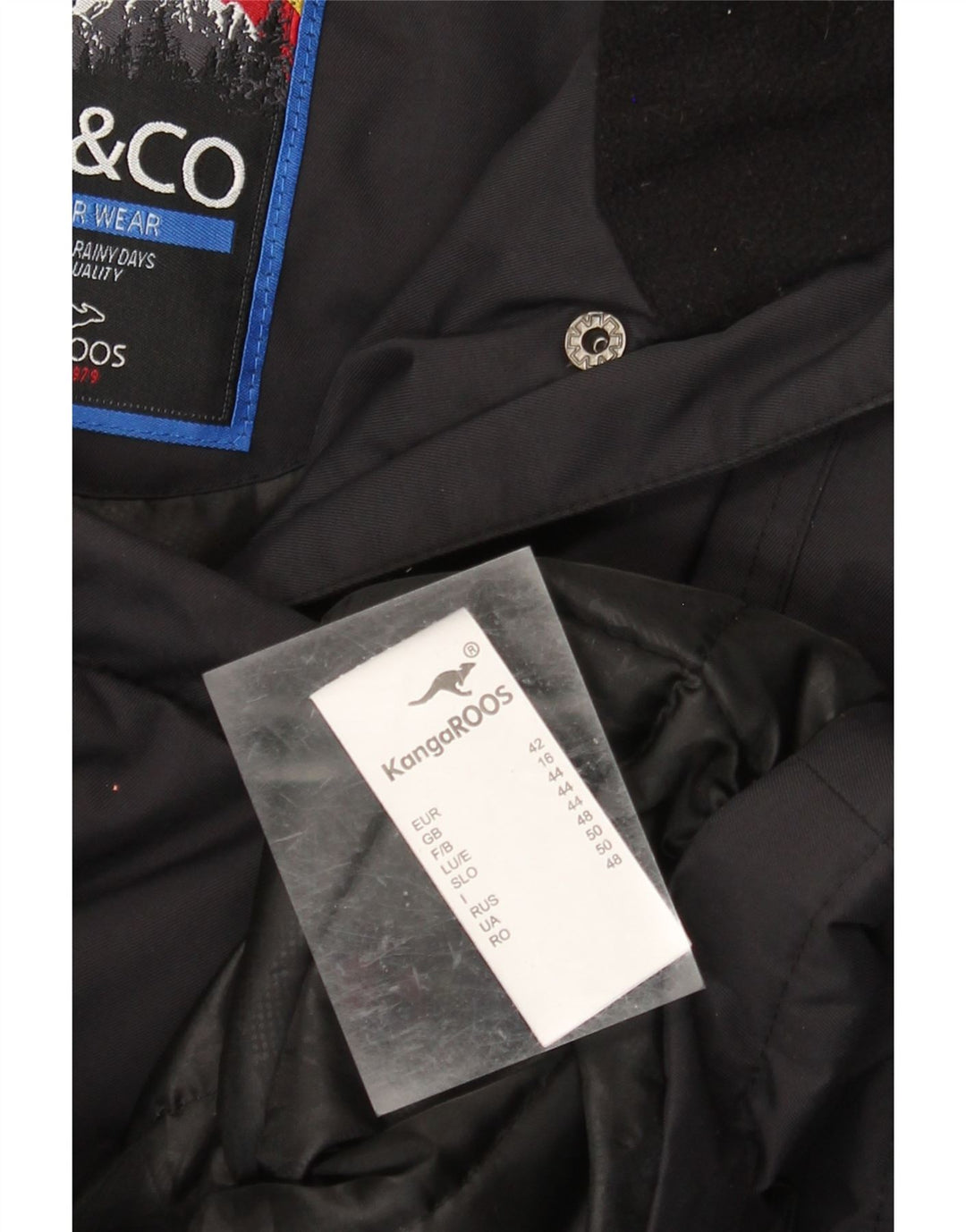 Kænguruer Dame Hooded Windbreaker Coat UK 16 Large Black