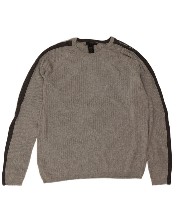 Calvin Klein Jeans Herre Crew Neck Jumper Sweater 2XL Grå Colourblock