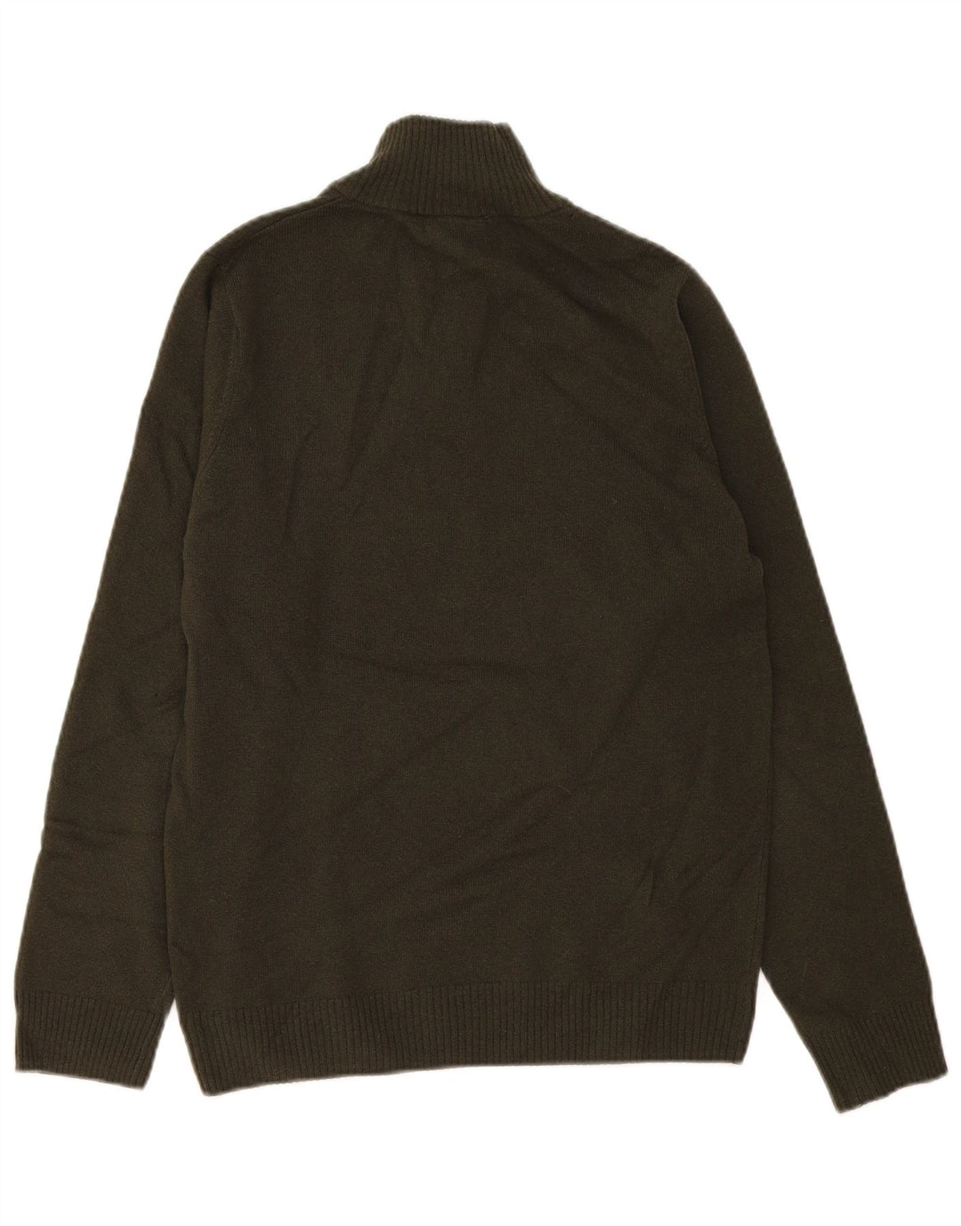 Lacoste Herre Zip Neck Jumper Sweater Størrelse 4 Medium Khaki Ny Uld