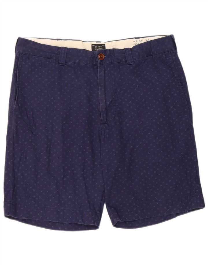 J. CREW Herre Stanton Chino Shorts W32 Mellem marineblå plettet bomuld