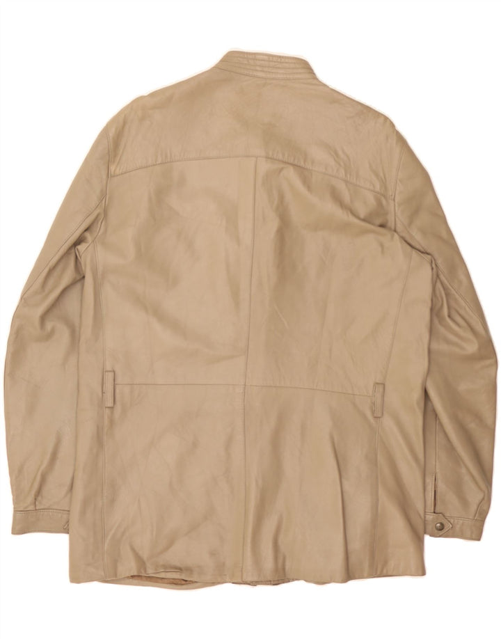 VINTAGE Mens Leather Jacket UK 38 Medium Beige Vintage Vintage and Second-Hand Vintage from Messina Hembry 