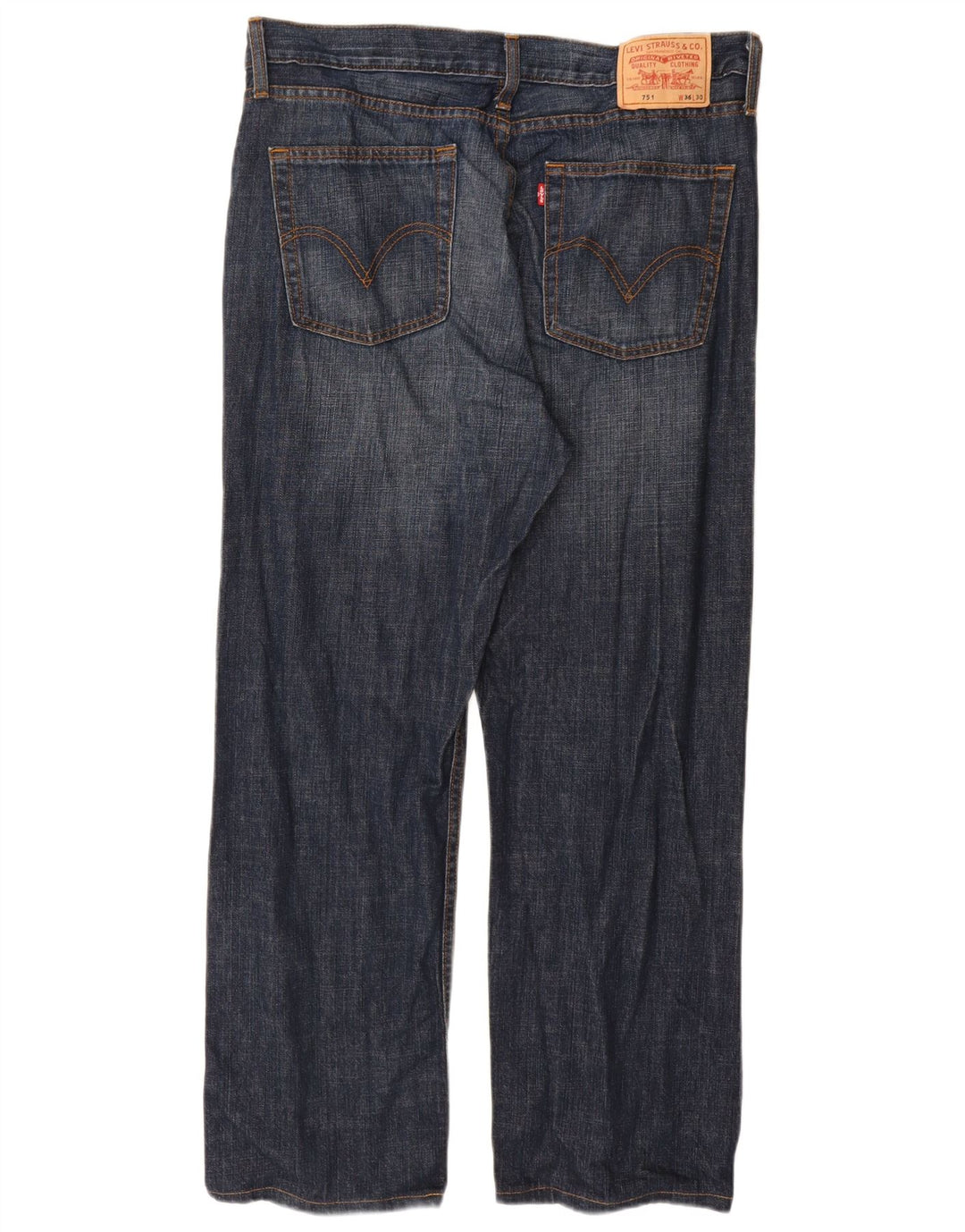 LEVI'S Herre 751 Straight Jeans W36 L30 Marineblå Bomuld