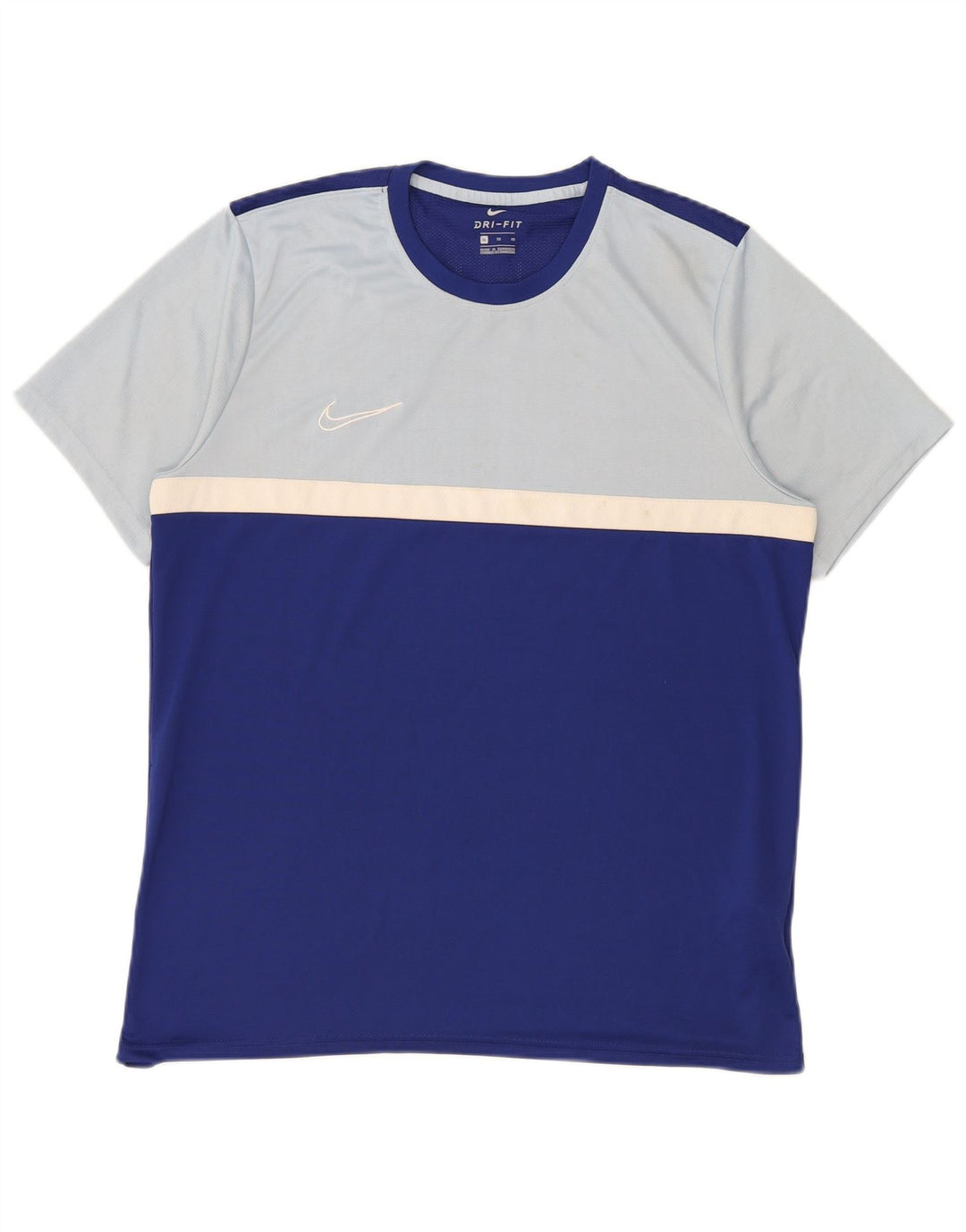 Nike Herre Dri Fit T-Shirt Top XL Blå Colourblock Polyester