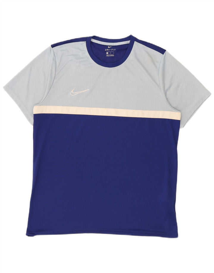Nike Herre Dri Fit T-Shirt Top XL Blå Colourblock Polyester