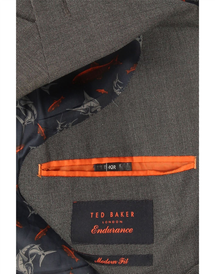 Ted Baker Herre Modern Fit 2-knaps blazerjakke US 42 XL Grå Polyester