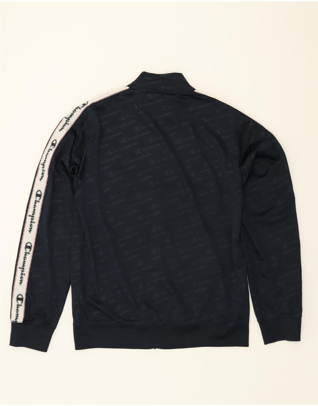 CHAMPION Mens Graphic Tracksuit Top Jacket Large Navy Blue Polyester Vintage Champion and Second-Hand Champion from Messina Hembry 