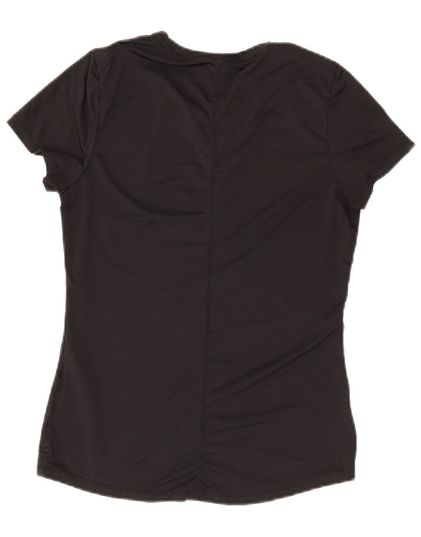 NIKE Dame Dri Fit Slim Fit T-Shirt Top UK 10 Lille sort polyester