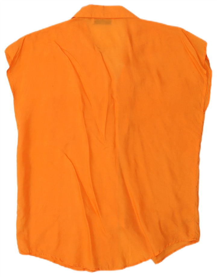 Vintage ærmeløs skjortebluse til kvinder UK 14 Medium Orange