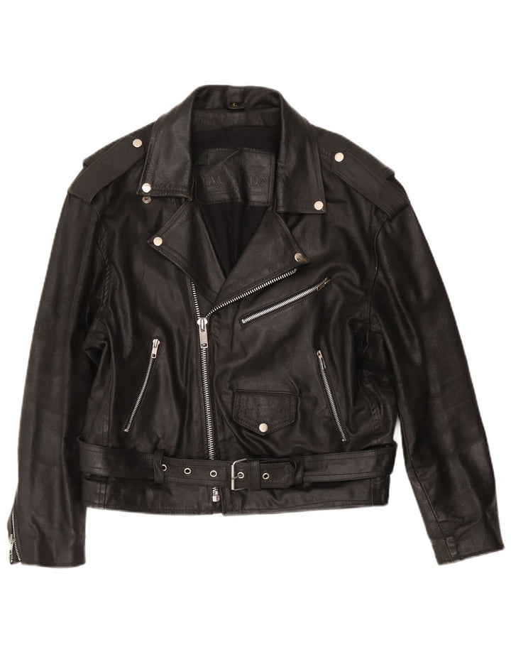 Vintage dame bikerjakke i læder UK 16 Large Black