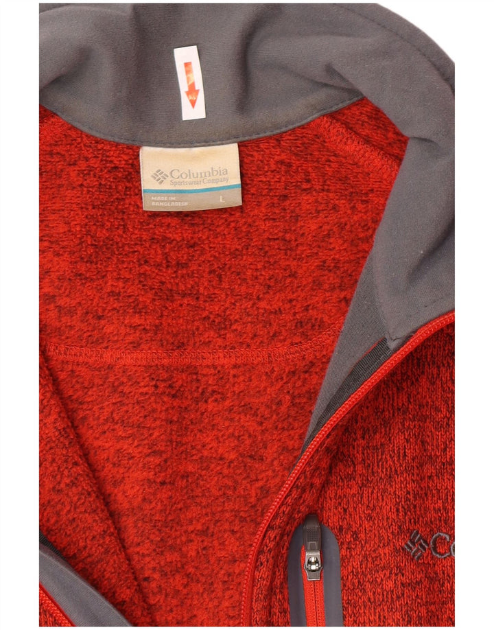 Columbia herre cardigan sweater stor orange flækket polyester