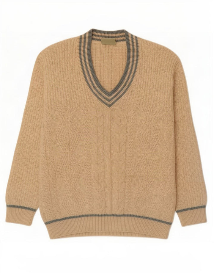 Rodes Herre V-hals trøje Sweater Large Off White Uld