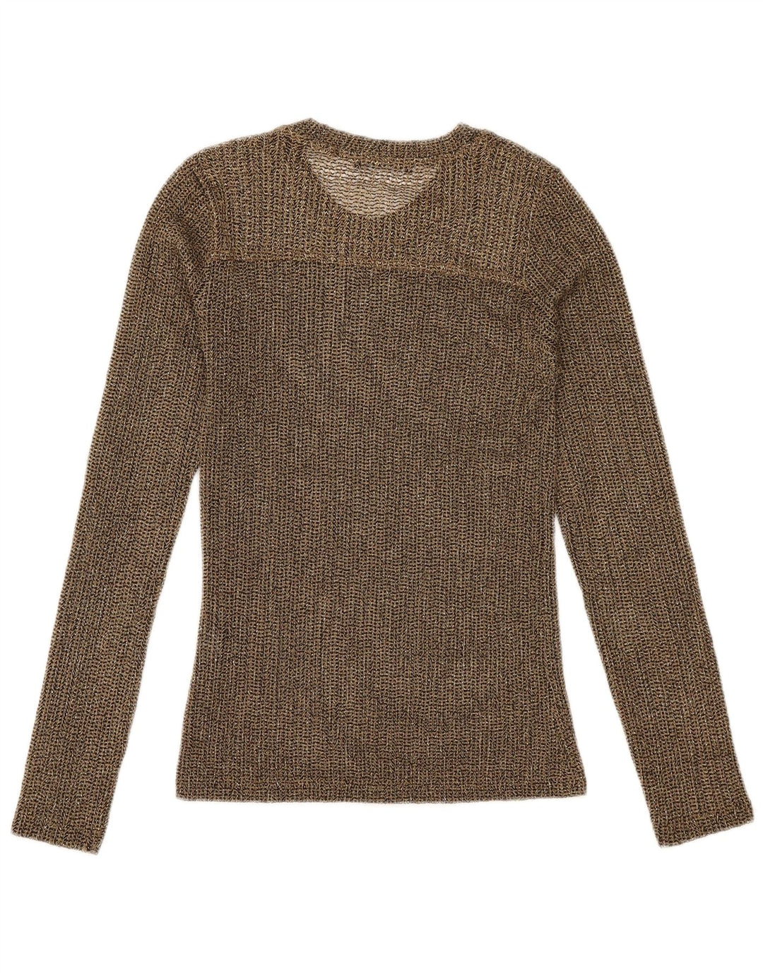 Zara Dame Se Through Top Langærmet UK 10 Small Gold Flecked Polyester