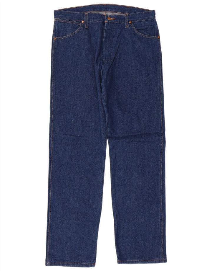 Wrangler Herre Regular Straight Jeans W33 L32 Blå Bomuld