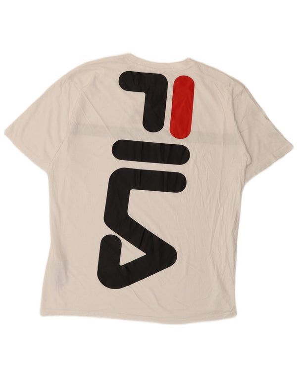 Fila Herre Grafisk T-Shirt Top XL Hvid Colourblock Bomuld