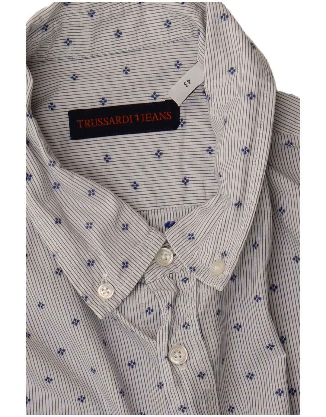 Trussardi Jeans Herreskjorte str. 43 Large Blue Spotted