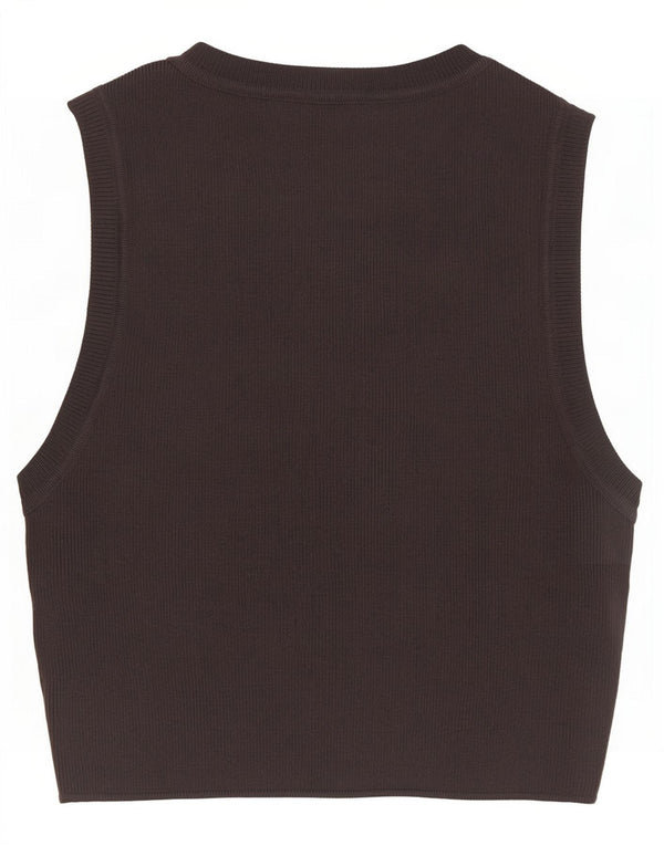 Zara Womens Crop Vest Top UK 12 Medium Grey Viscose