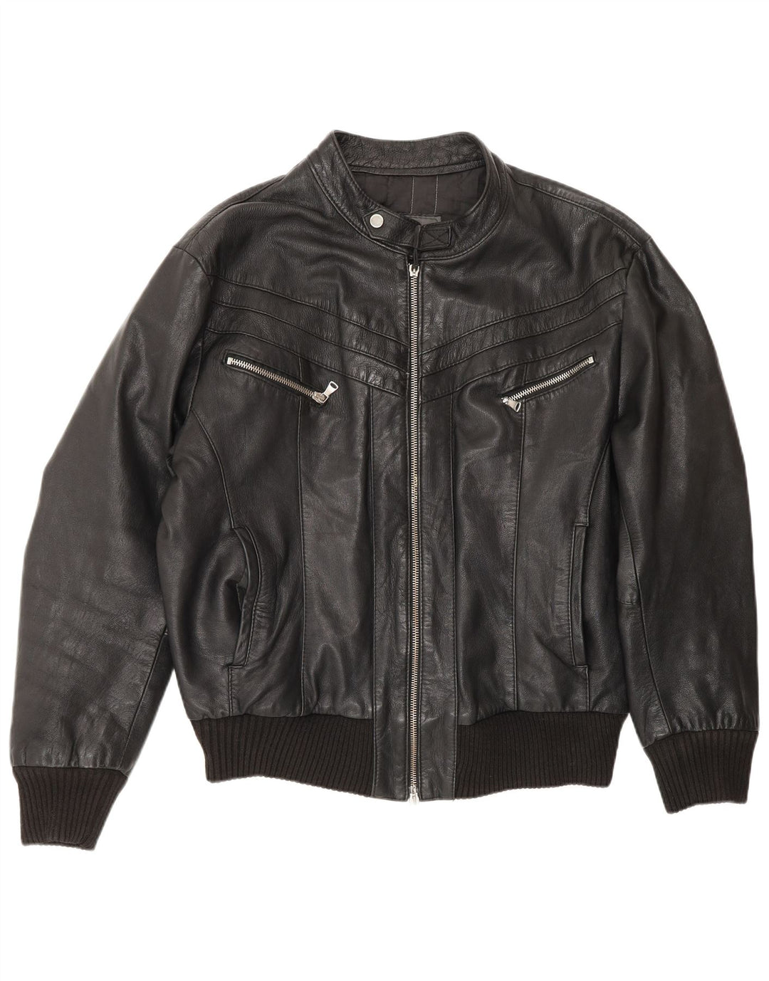 Sonny Bono Herre Bomber Læderjakke UK 38 Medium Sort
