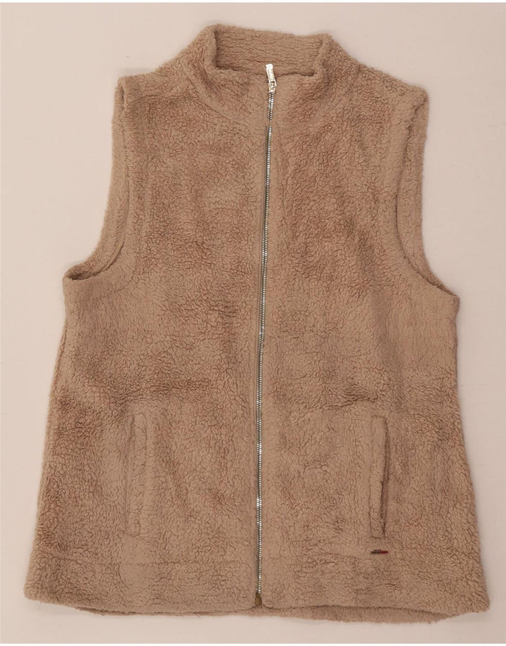 Calvin Klein Dame Fleece Gilet UK 16 Stor Beige Polyester