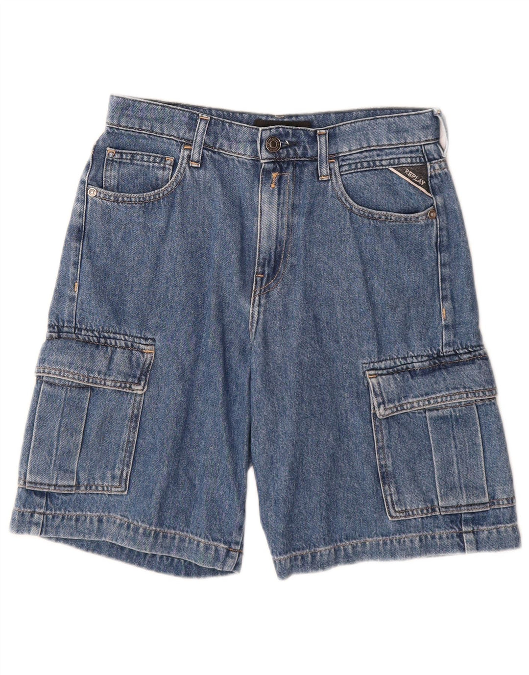 REPLAY Drenge Cargo Denim Shorts 11-12 år W26 Blue Cotton