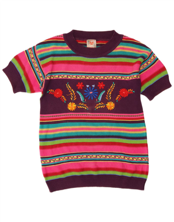 Stefanel Dame Boat Neck Jumper Sweater UK 10 Small Multicolored Striped