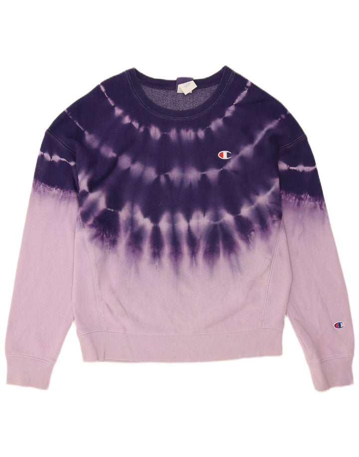 Champion Herre Sweatshirt Jumper Large Purple Tie Dye Bomuld