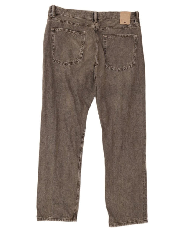 Zara Straight Jeans til mænd EU 46 XL W36 L30 Grå Bomuld