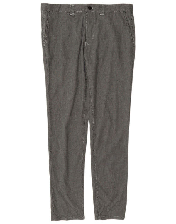 Zara Herre Slim Chino Bukser EU 34 Large W34 L32 Grå plettet bomuld