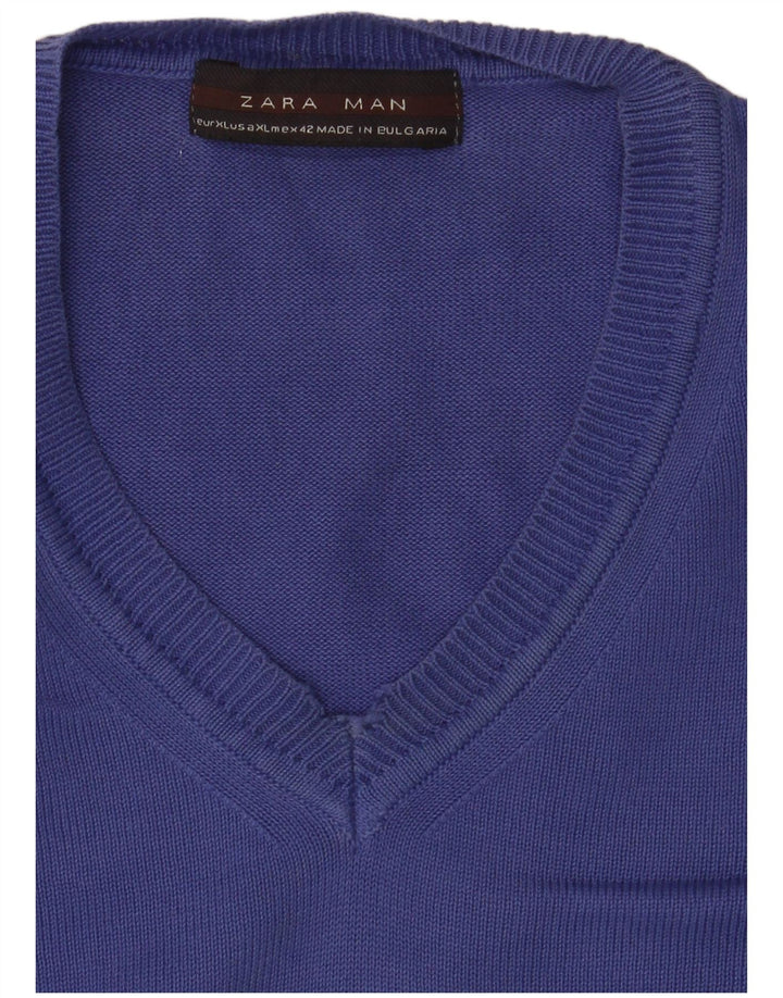 Zara Herre V-hals sweater XL Blå