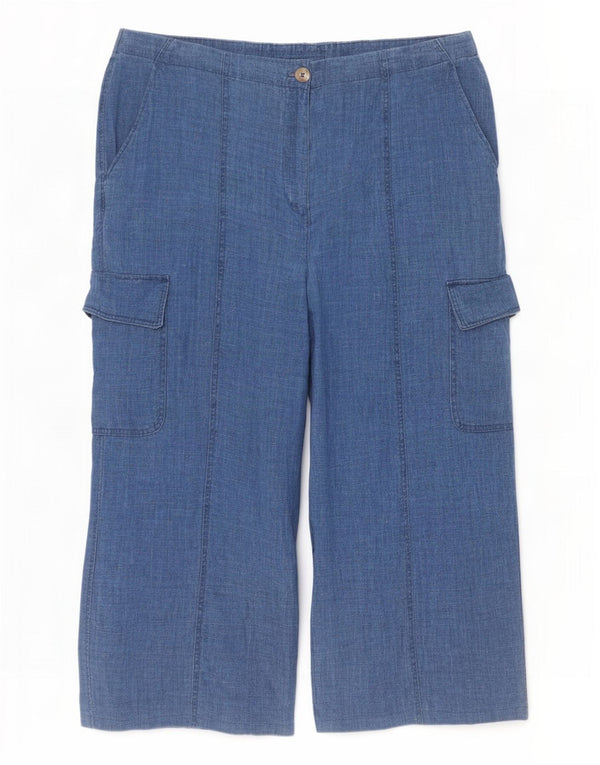 Marks & Spencer, højtaljede cropped bukser til kvinder UK 20 2XL W40 L24 Blå