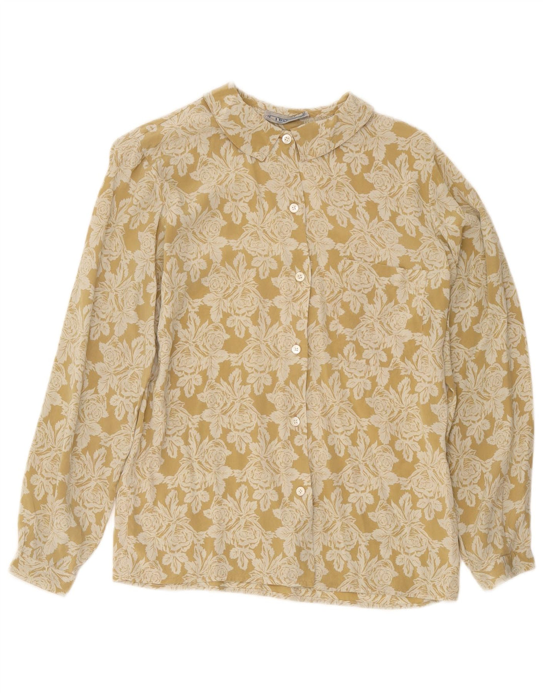 i Blues Dameskjorte Bluse IT 44 Medium Yellow Floral Silk