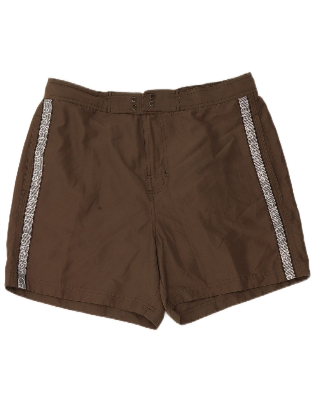 CALVIN KLEIN Grafiske badeshorts til mænd Large Khaki Polyester