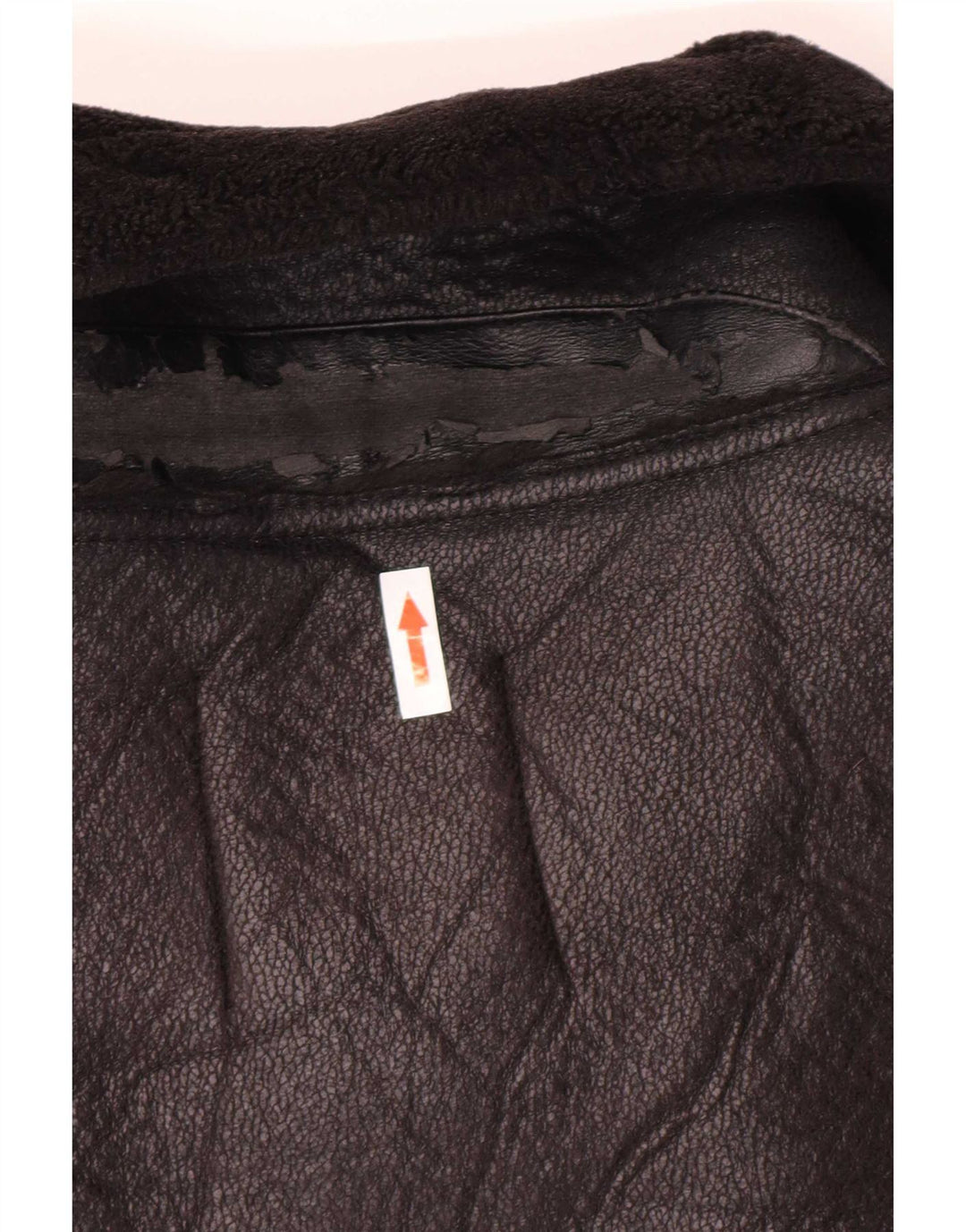 Zara Sherpa-jakke i imiteret læder til kvinder UK 14 Medium Sort polyurethan