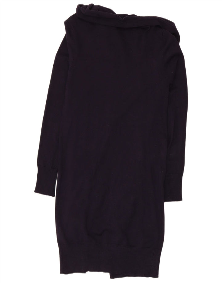 Zara Womens Longline Open Cardigan Sweater UK 12 Medium Navy Blue Viscose