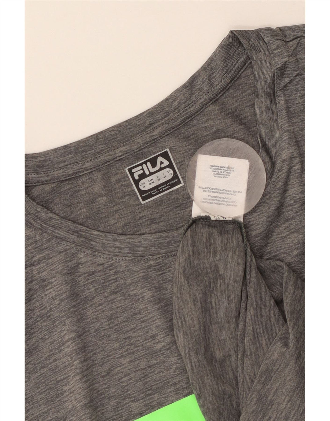 Fila Dame Grafisk T-Shirt Top UK 14 Medium Grå Polyester