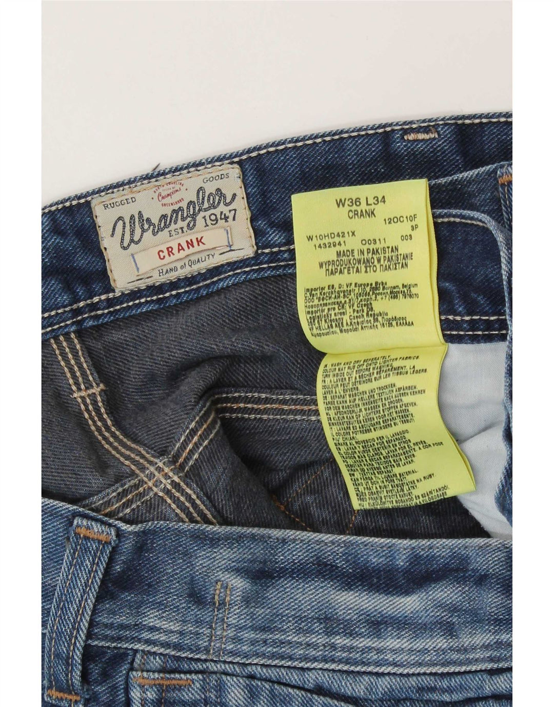 Wrangler Herre Crank Straight Jeans W36 L34 Blå Bomuld