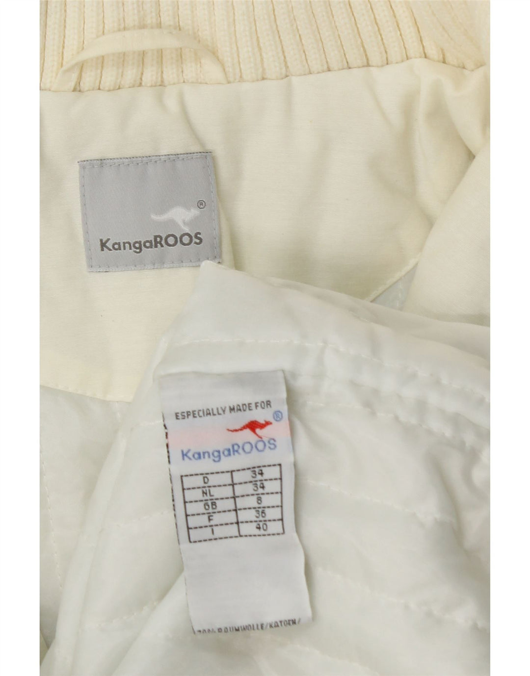 KANGAROOS Womens Hooded Windbreaker Coat UK 8 Small White Cotton Vintage Kangaroos and Second-Hand Kangaroos from Messina Hembry 