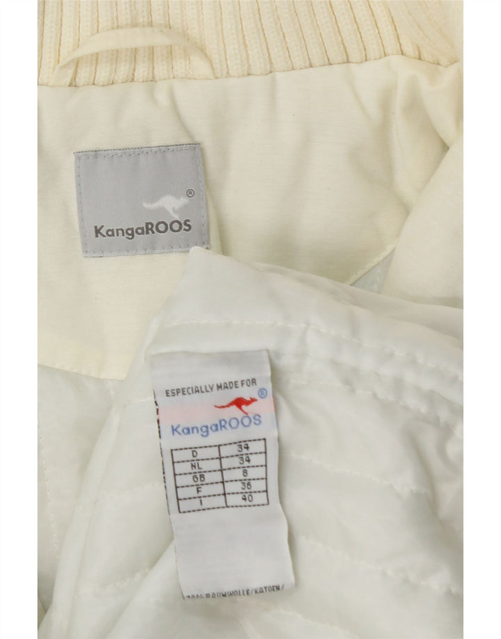 KANGAROOS Womens Hooded Windbreaker Coat UK 8 Small White Cotton Vintage Kangaroos and Second-Hand Kangaroos from Messina Hembry 