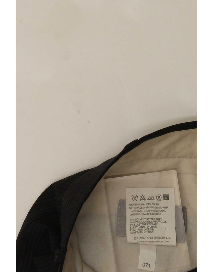 Marks & Spencer Herre Pegged Suit Bukser W36 L33 Sort nålestribet polyester