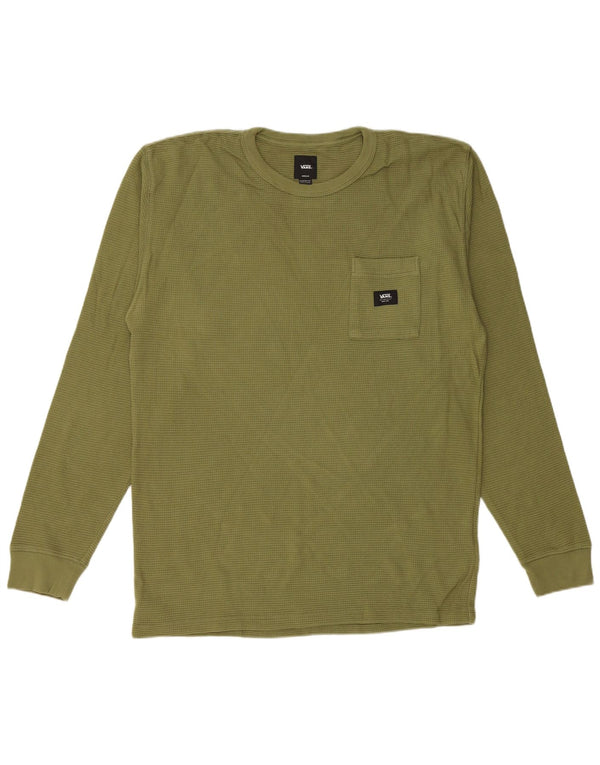 VANS Mens Classic Fit Top Long Sleeve Medium Khaki Cotton