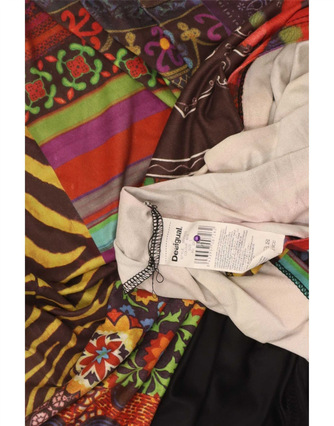 Desigual Kvinders Grafisk A-Line Kjole UK 14 Stor Flerfarvet Patchwork