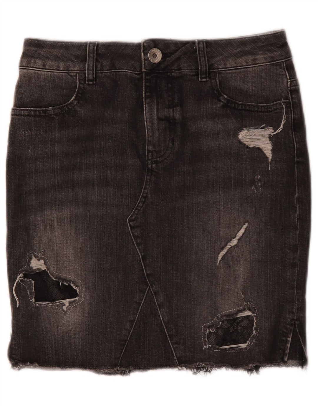 Guess Womens Distressed Denim Nederdel W27 lille grå bomuld