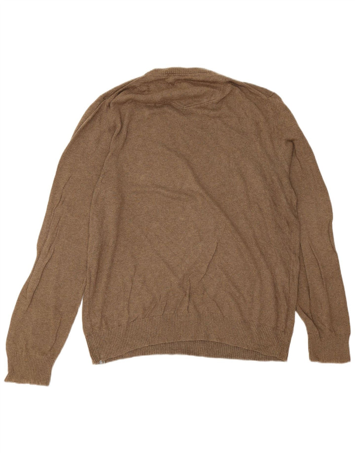 Fedt ansigt Herre V-hals sweater Stor brun bomuld