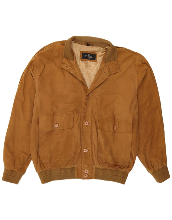Olivieri Mens Les Marees Ruskind Bomber Jacket IT 62 6XL Brunt Læder