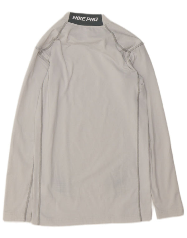 Nike Herre Dri Fit grafisk top langærmet lille grå polyester